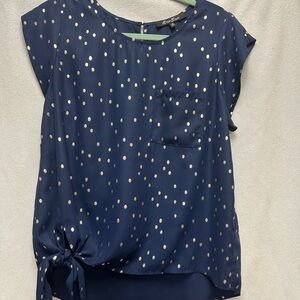 Navy Blue Polka Dot Top
